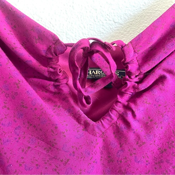 Floral pink slip dress with cute tie keyhole, size 8, fully lined - Picture 3 of 5